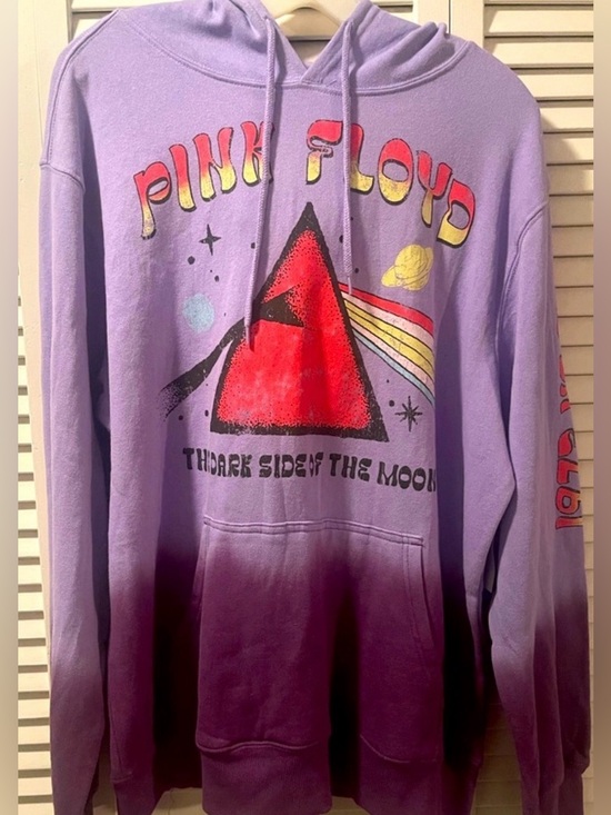 Pink Floyd Tops - Pink Floyd Dark Side Of The Moon Hoodie Sz Large Purple Dye Vintage Look EUC
